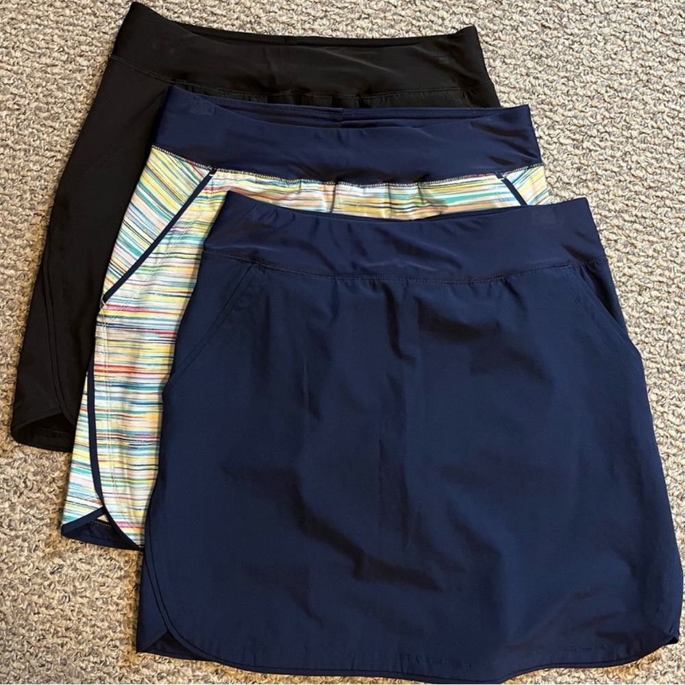 Lands' End Women's Quick Dry Skort Bundle - Black, Multicolor, Navy